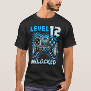 Camiseta Nível 12 12 do jogo de vídeo desbloqueado Aniversá