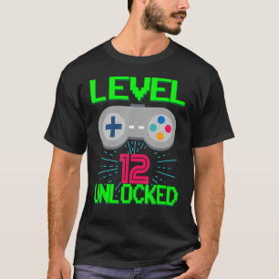 Camiseta Nível 12 Aniversário Garoto de 12 Anos Videos game