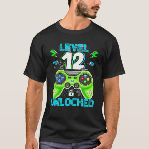 Camiseta Nível 12 Crianças de Aniversário Desbloqueadas 