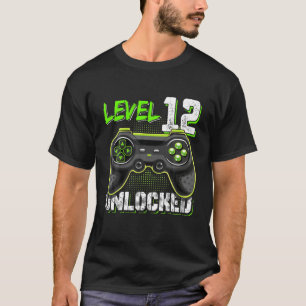 Camiseta Nível 12 Crianças de Aniversário Desbloqueadas 