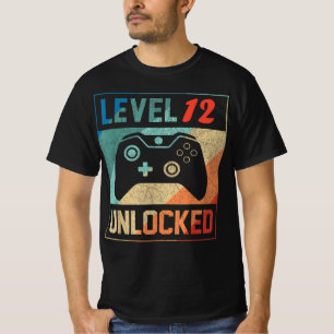 Camiseta Nível 12 Desbloqueado, 12 de jogos de vídeo, Par