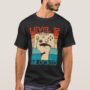 Camiseta Nível 12 Desbloqueado Aniversário Engraçado Gamer