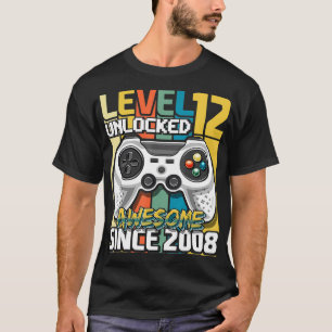 Camiseta Nível 12 Desbloqueado Incrível 2008 Vídeo Game 