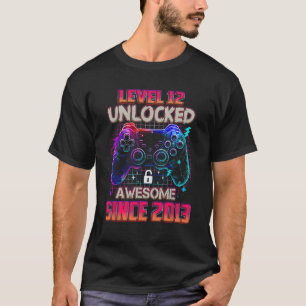 Camiseta Nível 12 Desbloqueado Incrível Desde 2013 Pixel Ga
