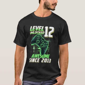 Camiseta Nível 12 Desbloqueado Incrível Desde Aniversário d