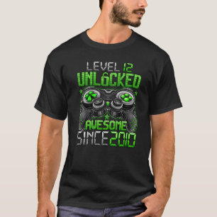 Camiseta Nível 12 Desbloqueado Incrível Desde o Aniversário