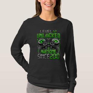 Camiseta Nível 12 Desbloqueado Incrível Desde o Aniversário