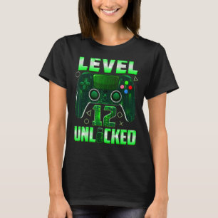 Camiseta Nível 12 Desbloqueado Incrível Desde o Aniversário