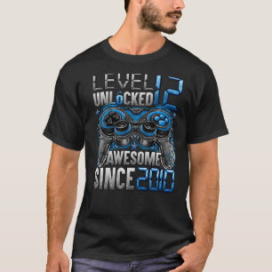 Camiseta Nível 12 Desbloqueado Incrível Desde o Aniversário