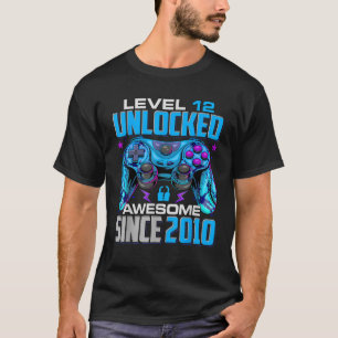 Camiseta Nível 12 Desbloqueado Incrível Desde o Aniversário