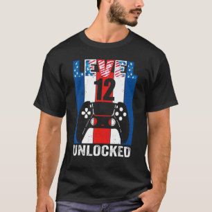 Camiseta Nível 12 Jogo De Aniversário De 12 Desbloqueado 4 