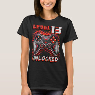 Camiseta Nível 13 13 do jogo de vídeo desbloqueado Aniversá