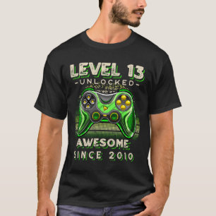 Camiseta Nível 13 13 do jogo de vídeo desbloqueado Aniversá