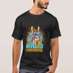 Camiseta Nivel 13 Desbloqueado 13 Birthday Espanhol Cumple