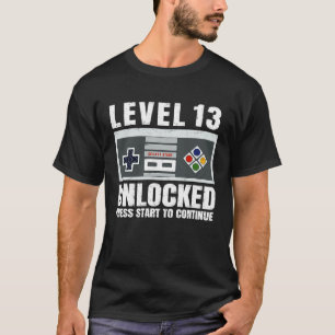 Camiseta Nível 13 Desbloqueado Aniversário do 13 de Jogador