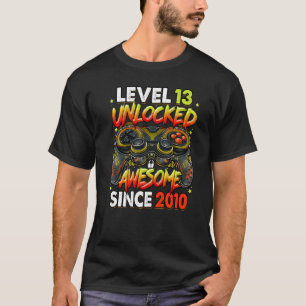Camiseta Nível 13 Desbloqueado Incrível Desde o Aniversário