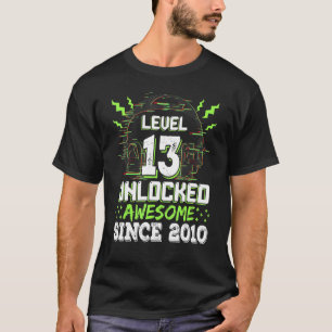 Camiseta Nível 13 Desbloqueado Incrível Desde o Aniversário