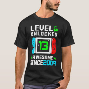 Camiseta Nível 13 Desbloqueado Incrível Desde o Aniversário