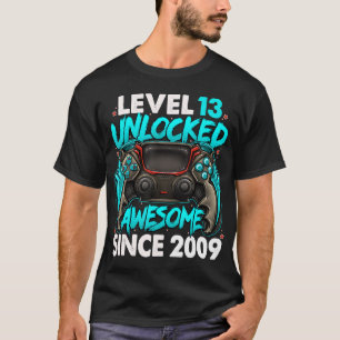 Camiseta Nível 13 Desbloqueado Incrível Desde o Aniversário