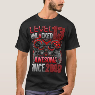 Camiseta Nível 13 Desbloqueado Incrível Desde o Aniversário
