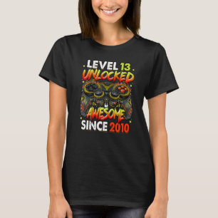Camiseta Nível 13 Desbloqueado Incrível Desde o Aniversário