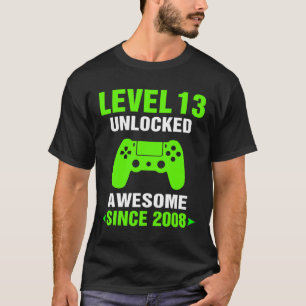 Camiseta Nível 13 Desbloqueado Incrível Jogo de Vídeo de 20