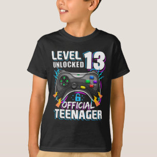 Camiseta Nível 13 Desbloqueado Vídeo Oficial de Jogo Teenag