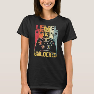 Camiseta Nível 13 Jogador de Vídeo Desbloqueado 13 Aniversá