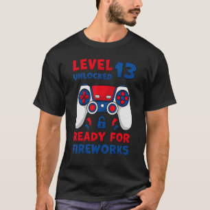 Camiseta Nível 13 Jogo De Aniversário De 13 Desbloqueado 4 