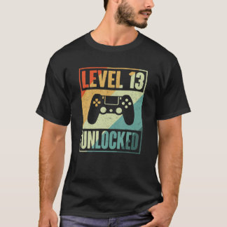 Camiseta Nível 13 Retro do jogador de vídeo desbloqueado -