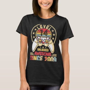 Camiseta Nível 14 14 de Jogador Desbloqueado Filho Boy 14 A
