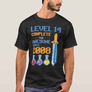 Camiseta Nível 14 14 do jogo de vídeo desbloqueado Festa de