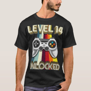 Camiseta Nível 14 - 14 do jogo retrô desbloqueado - Anive