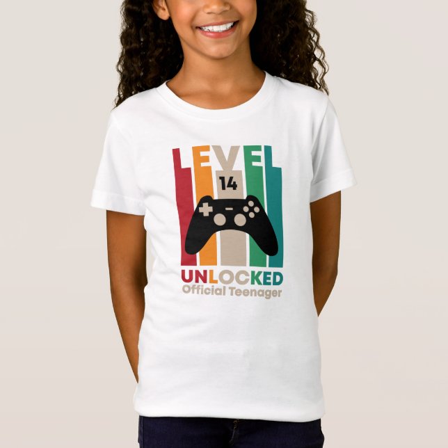Camiseta Nível 14 Adolescente Oficial Desbloqueado,14 Anive (Frente)