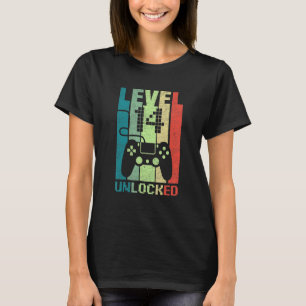 Camiseta Nível 14 Aniversário Garoto de 14 anos Videos game