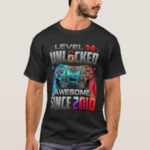 Camiseta Nível 14 Desbloqueado Incrível Desde o 14º Anivers
