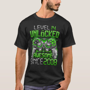 Camiseta Nível 14 Desbloqueado Incrível Desde o Aniversário
