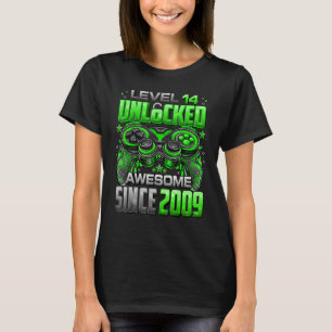 Camiseta Nível 14 Desbloqueado Incrível Desde o Aniversário