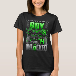 Camiseta Nível 14 Desbloqueado Incrível Desde o Aniversário