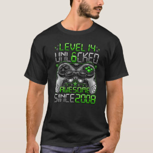 Camiseta Nível 14 Desbloqueado Incrível Desde o Aniversário