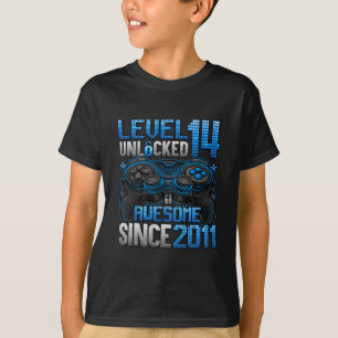 Camiseta Nível 14 Desbloqueado Presentes Para Meninos de 14
