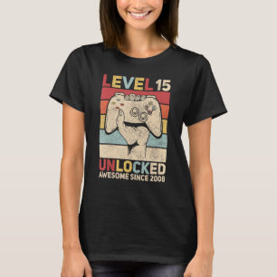 Camiseta Nível 15 Desbloqueado, 15 de Cabine de Menino de 1