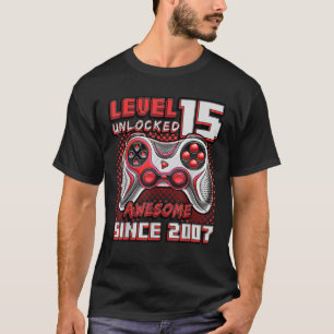 Camiseta Nível 15 Desbloqueado Incrível 2007 Vídeo Game 15