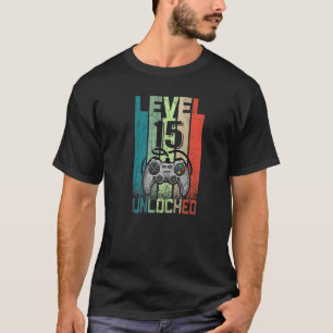 Camiseta Nível 15 Desbloqueado Incrível Desde o Aniversário