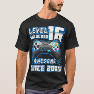 Camiseta Nível 16 Desbloqueado Incrível 2005 Vídeo Game 16.