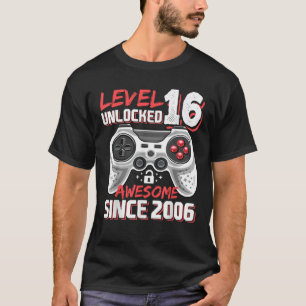 Camiseta Nível 16 Desbloqueado Incrível 2006 Vídeo Game 16.