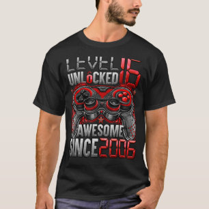 Camiseta Nível 16 Desbloqueado Incrível Desde 2006 16º Aniv