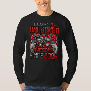 Camiseta Nível 16 Desbloqueado Incrível Desde 2006 16º Aniv