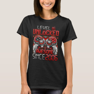 Camiseta Nível 16 Desbloqueado Incrível Desde 2006 16º Aniv