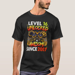Camiseta Nível 16 Desbloqueado Incrível Desde 2007 16º Aniv